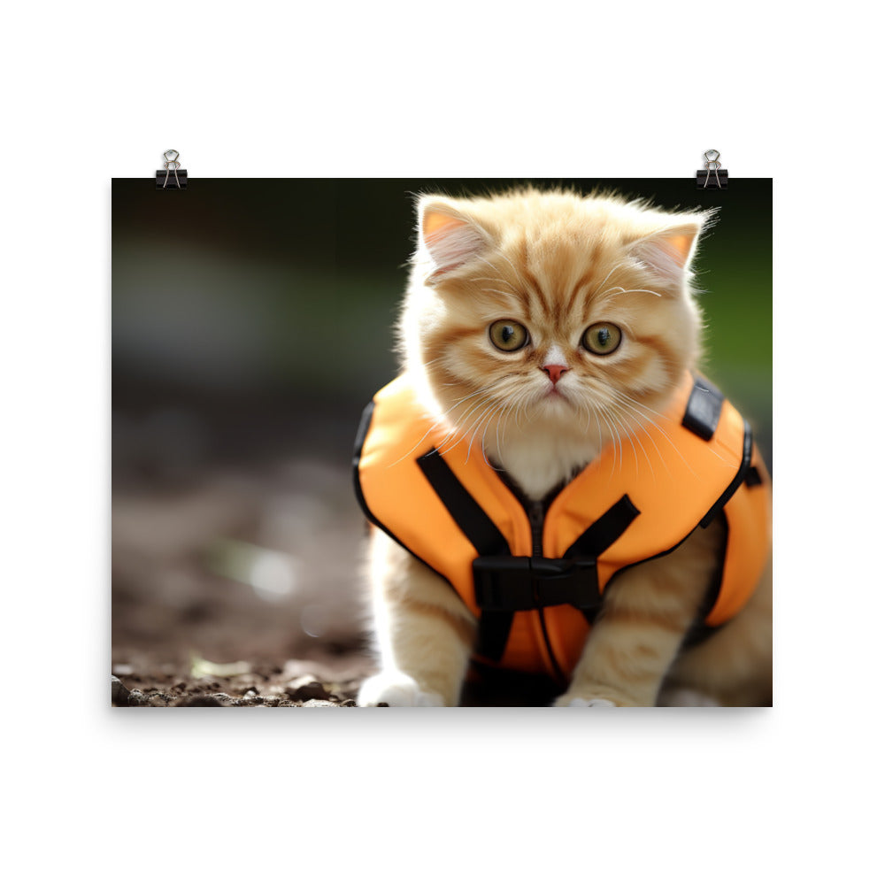 Exotic Shorthair Security Officer Photo paper poster - PosterfyAI.com