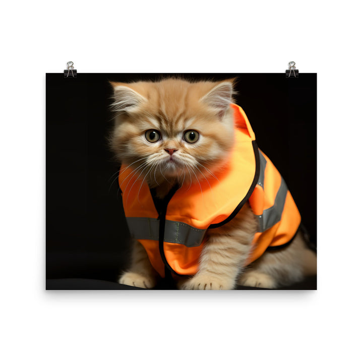 Exotic Shorthair Security Officer Photo paper poster - PosterfyAI.com