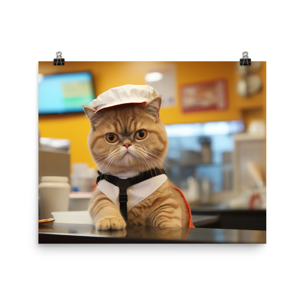 Exotic Shorthair Fast Food Crew Photo paper poster - PosterfyAI.com