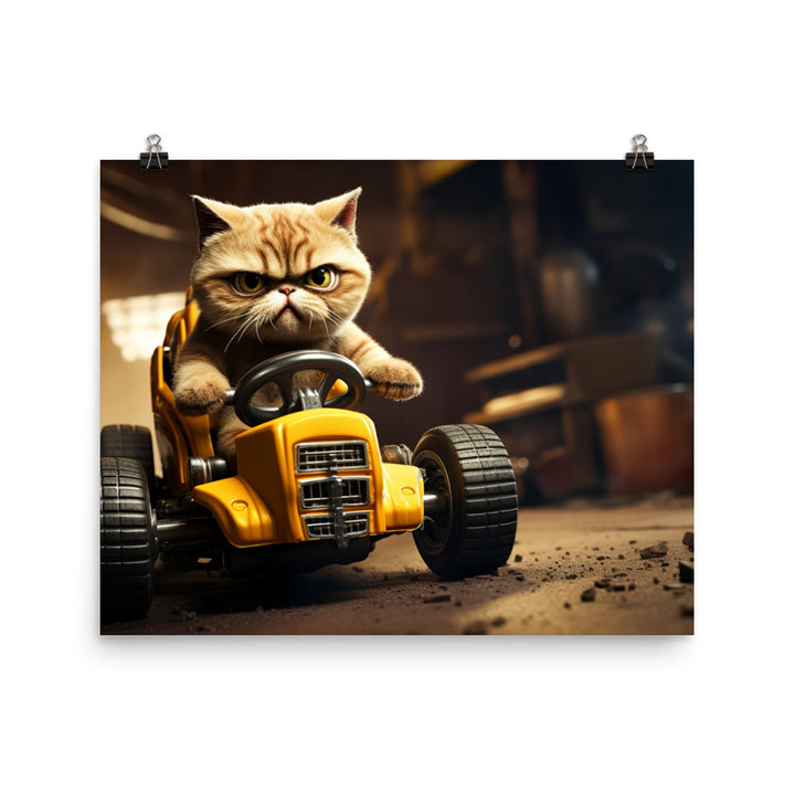 Exotic Shorthair Motorsport Athlete Photo paper poster - PosterfyAI.com