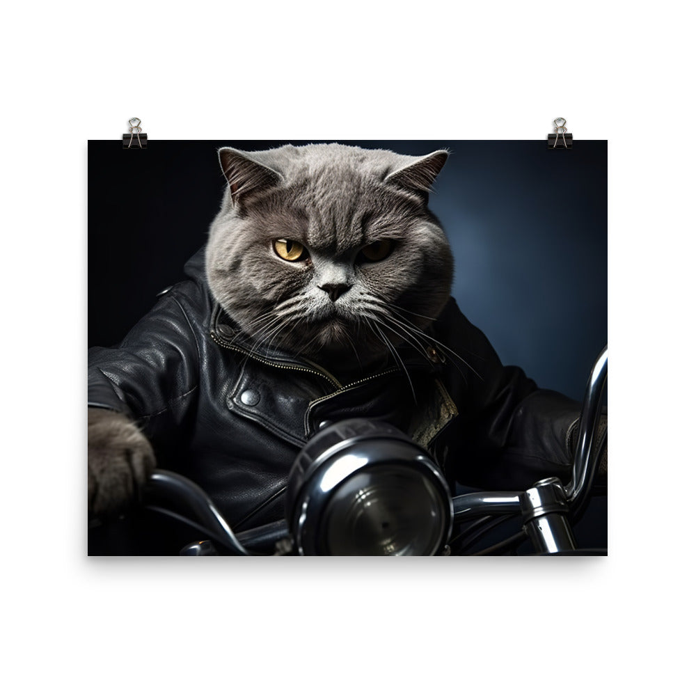 British Shorthair Superbike Athlete Photo paper poster - PosterfyAI.com