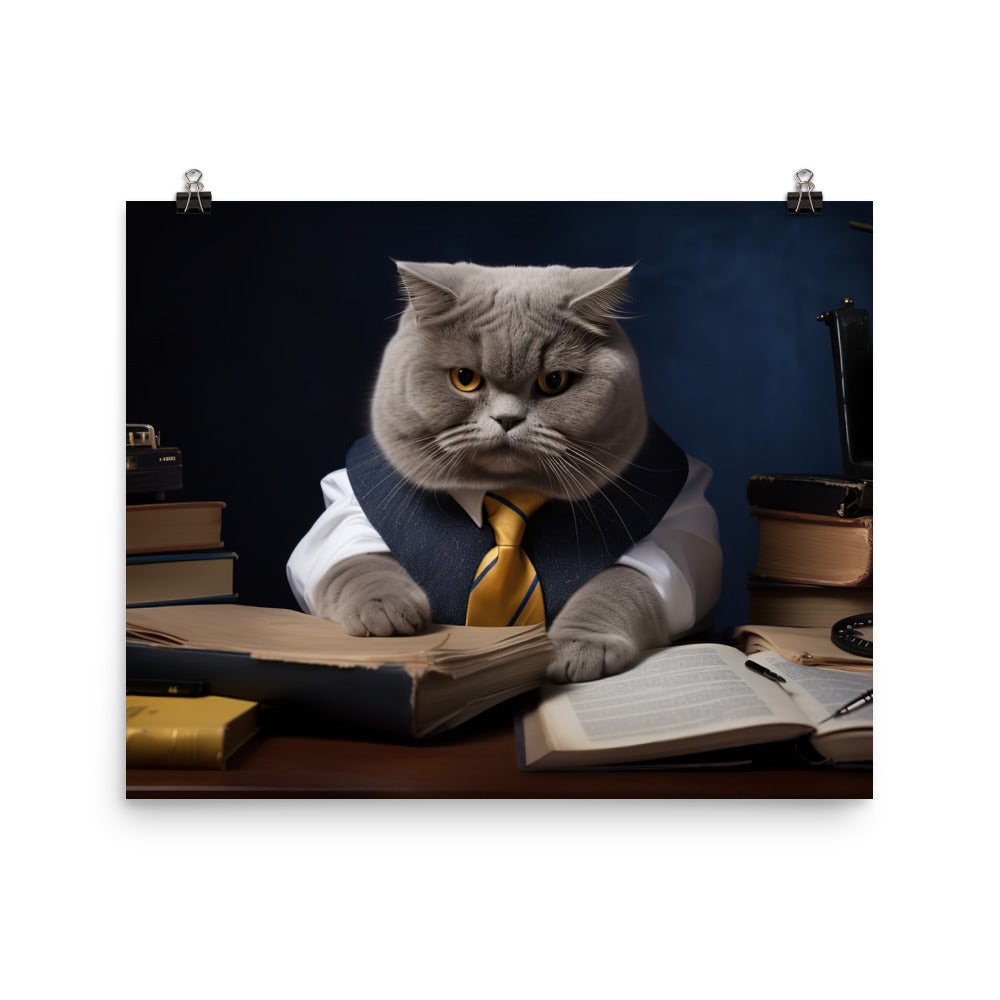 British Shorthair Student Photo paper poster - PosterfyAI.com