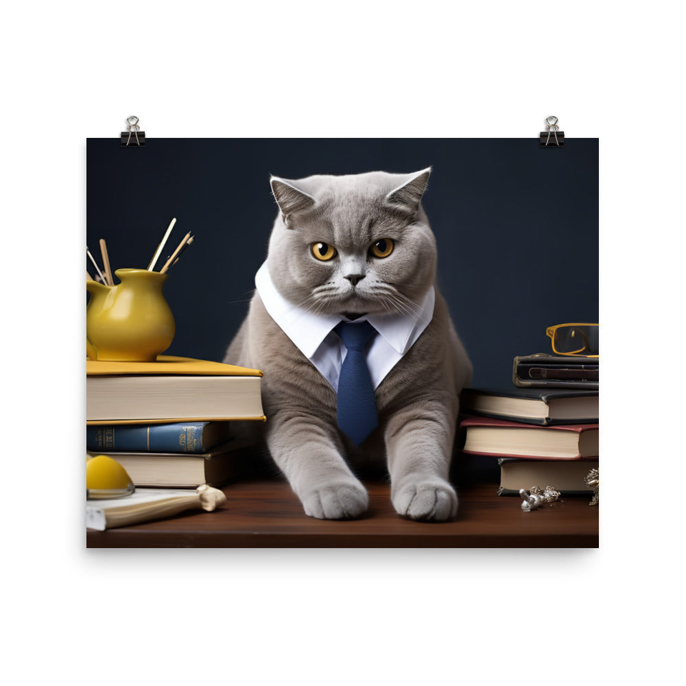 British Shorthair Student Photo paper poster - PosterfyAI.com