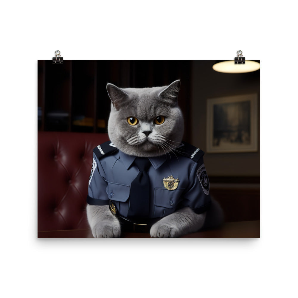 British Shorthair Security Officer Photo paper poster - PosterfyAI.com