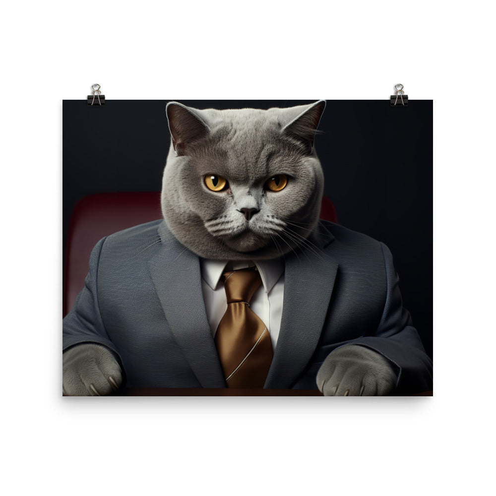 British Shorthair Sales Consultant Photo paper poster - PosterfyAI.com