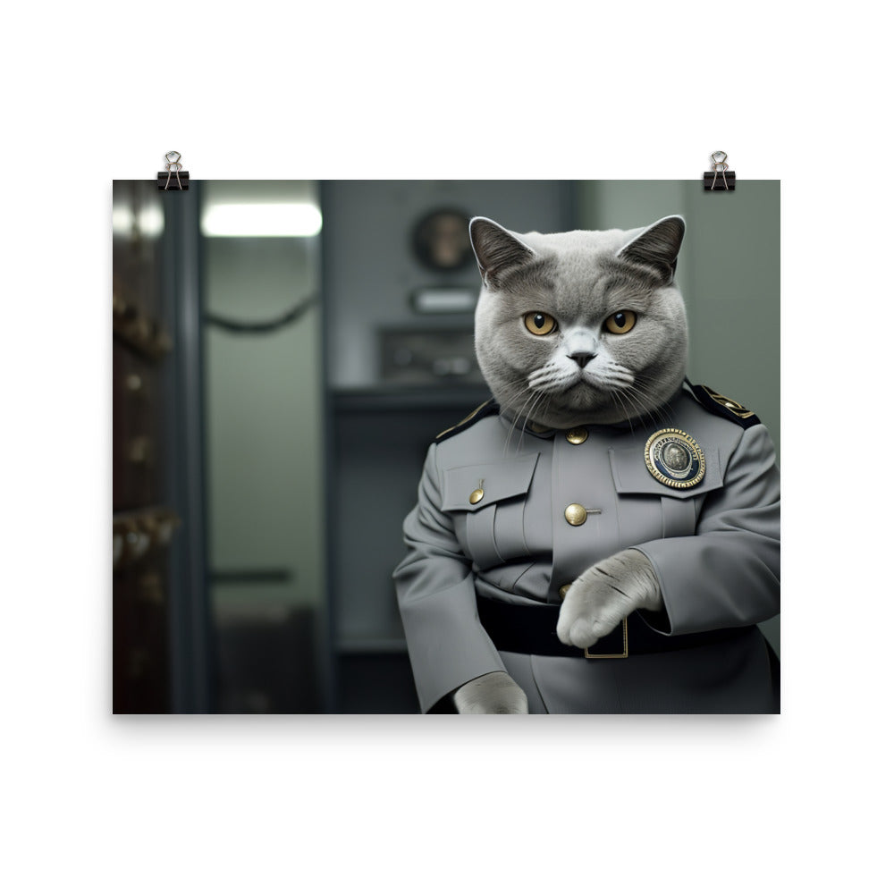 British Shorthair Prison Officer Photo paper poster - PosterfyAI.com