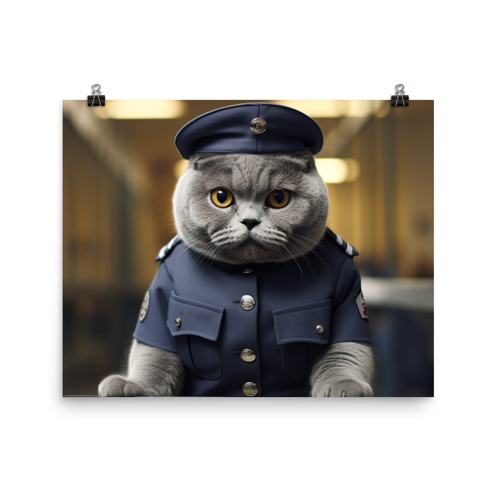 British Shorthair Prison Officer Photo paper poster - PosterfyAI.com