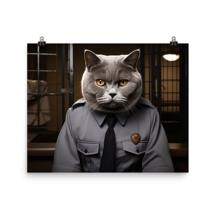 British Shorthair Prison Officer Photo paper poster - PosterfyAI.com