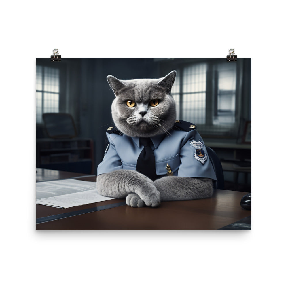 British Shorthair Prison Officer Photo paper poster - PosterfyAI.com