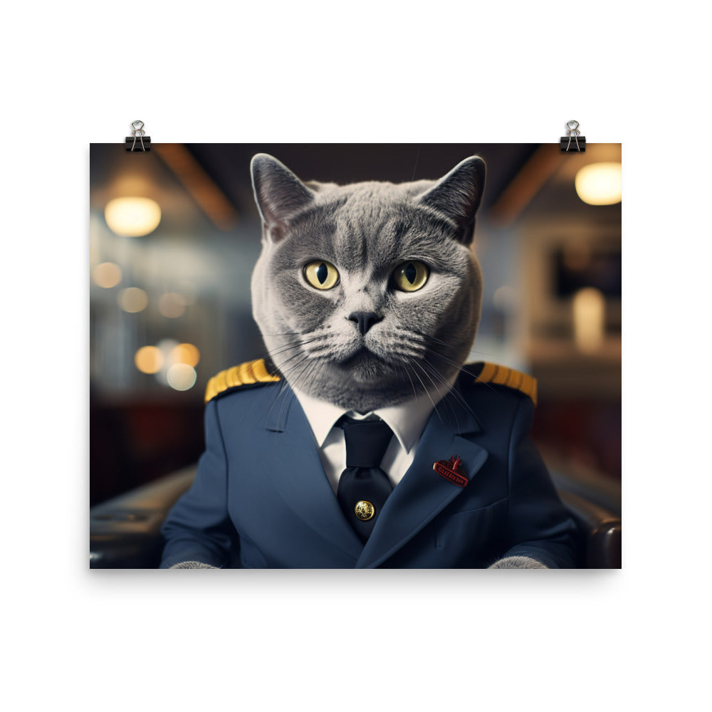 British Shorthair Pilot Photo paper poster - PosterfyAI.com