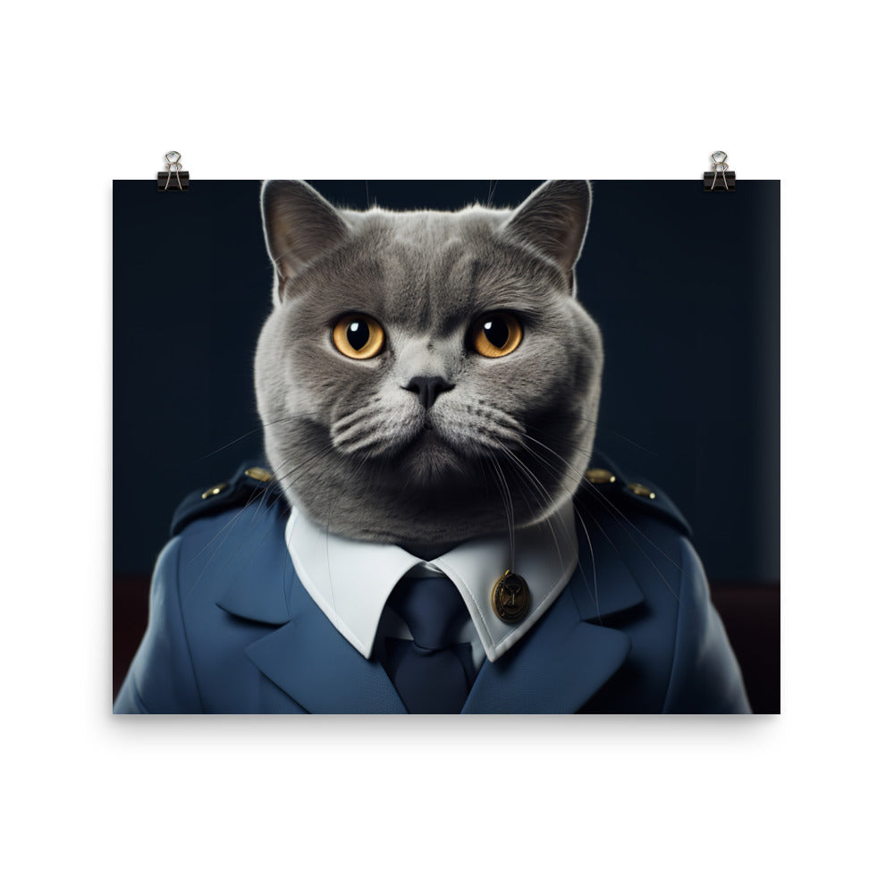 British Shorthair Pilot Photo paper poster - PosterfyAI.com