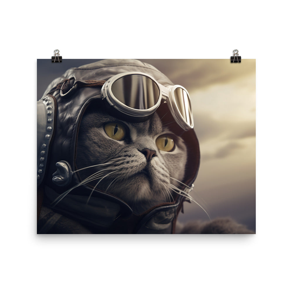 British Shorthair Pilot Photo paper poster - PosterfyAI.com