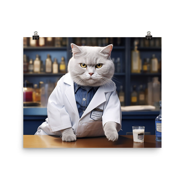 British Shorthair Pharmacist Photo paper poster - PosterfyAI.com