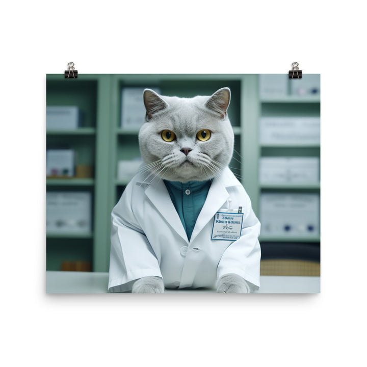 British Shorthair Pharmacist Photo paper poster - PosterfyAI.com