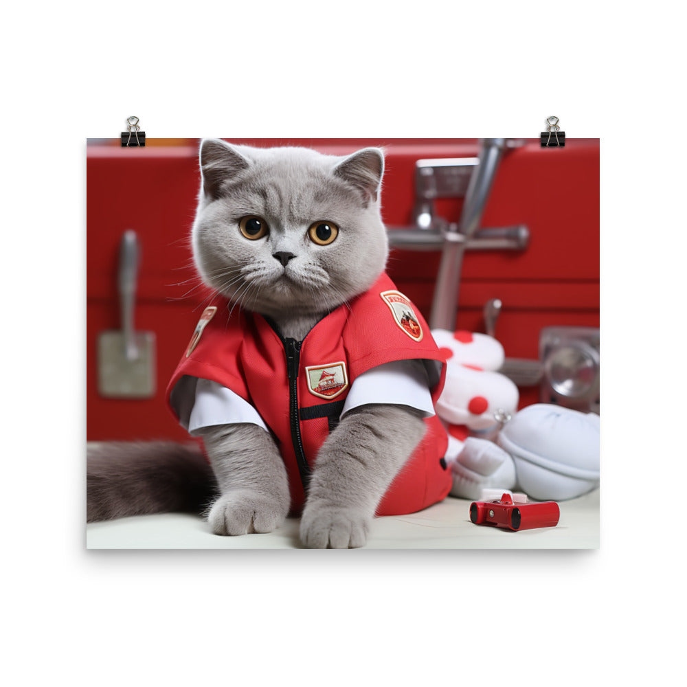 British Shorthair Paramedic Photo paper poster - PosterfyAI.com