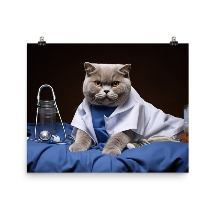 British Shorthair Nurse Photo paper poster - PosterfyAI.com