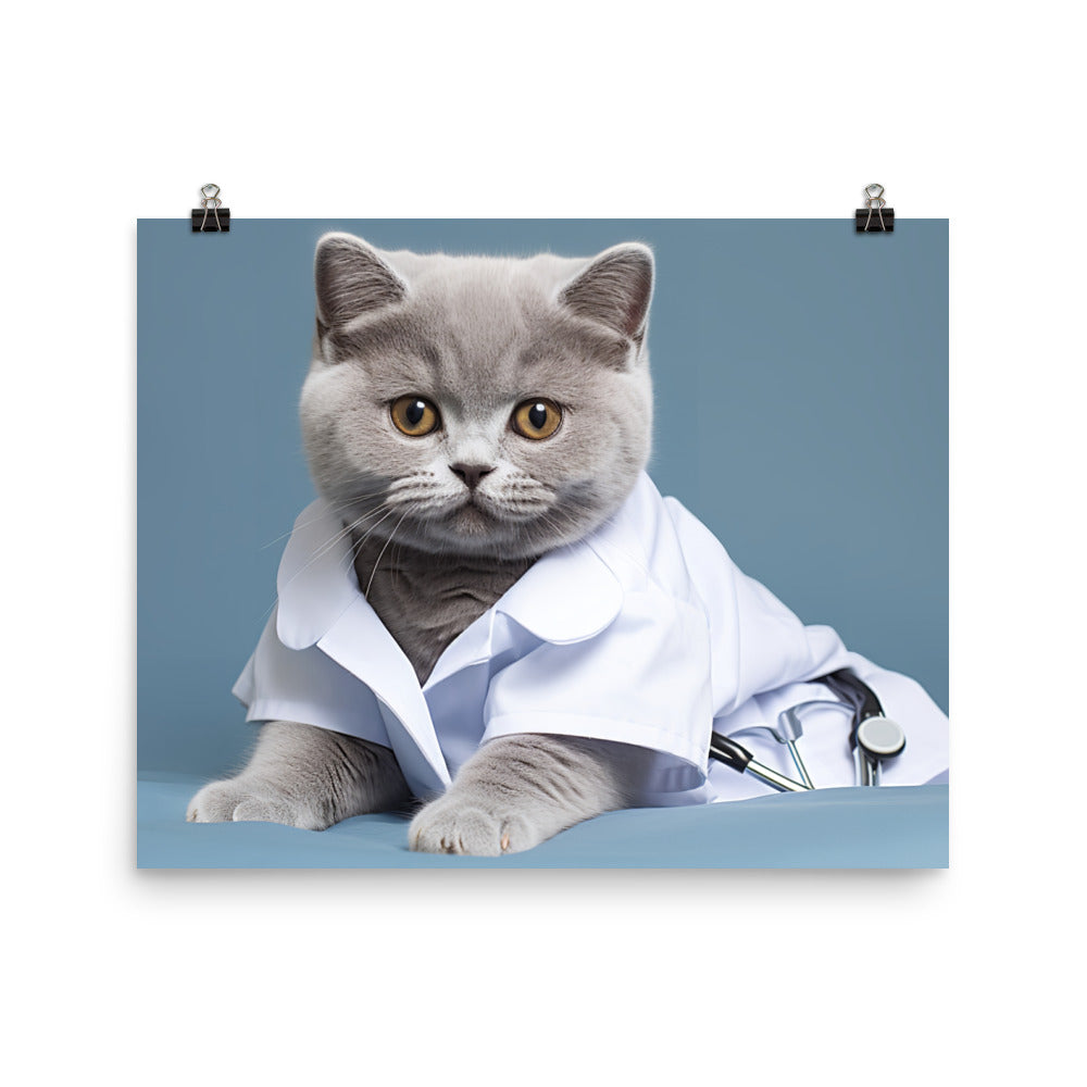 British Shorthair Nurse Photo paper poster - PosterfyAI.com