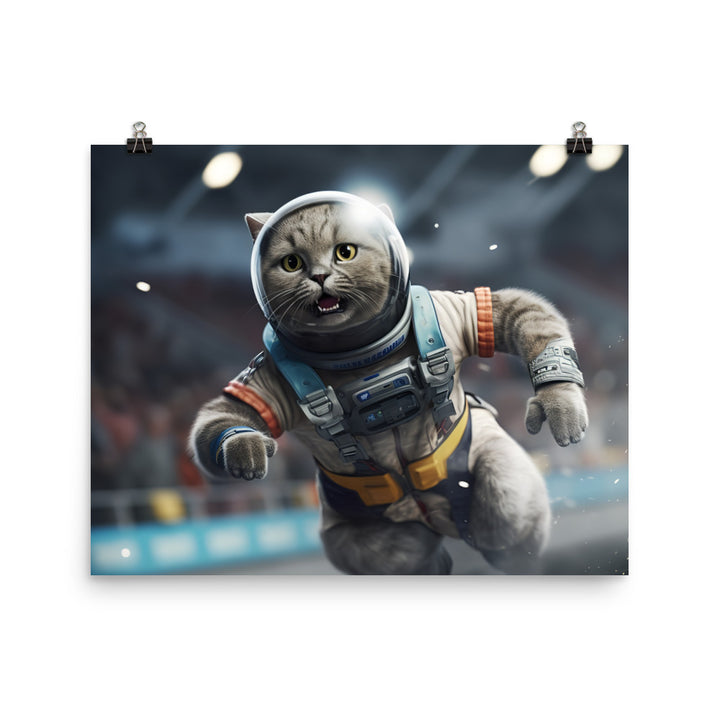 British Shorthair Motorsport Athlete Photo paper poster - PosterfyAI.com