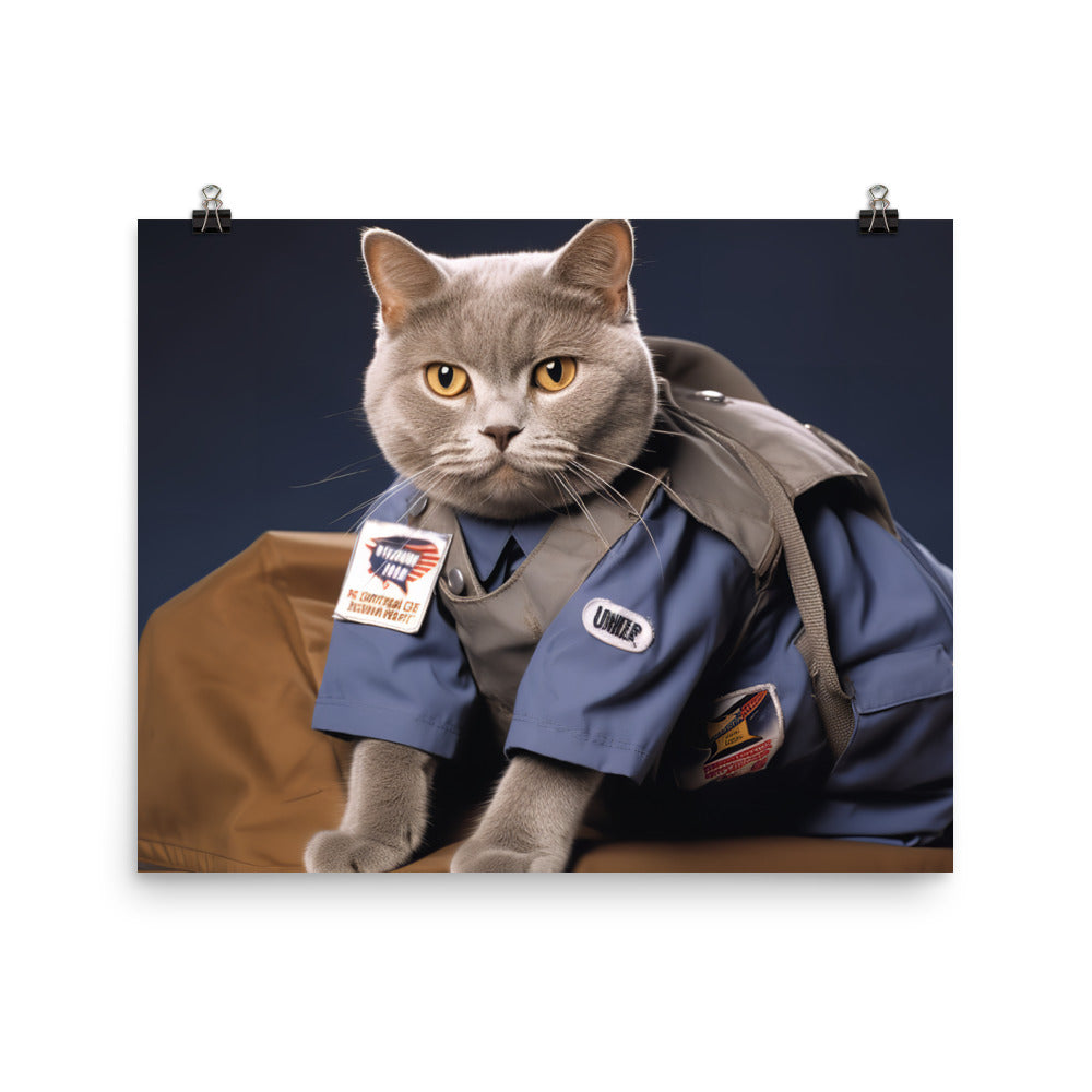 British Shorthair Mail Carrier Photo paper poster - PosterfyAI.com