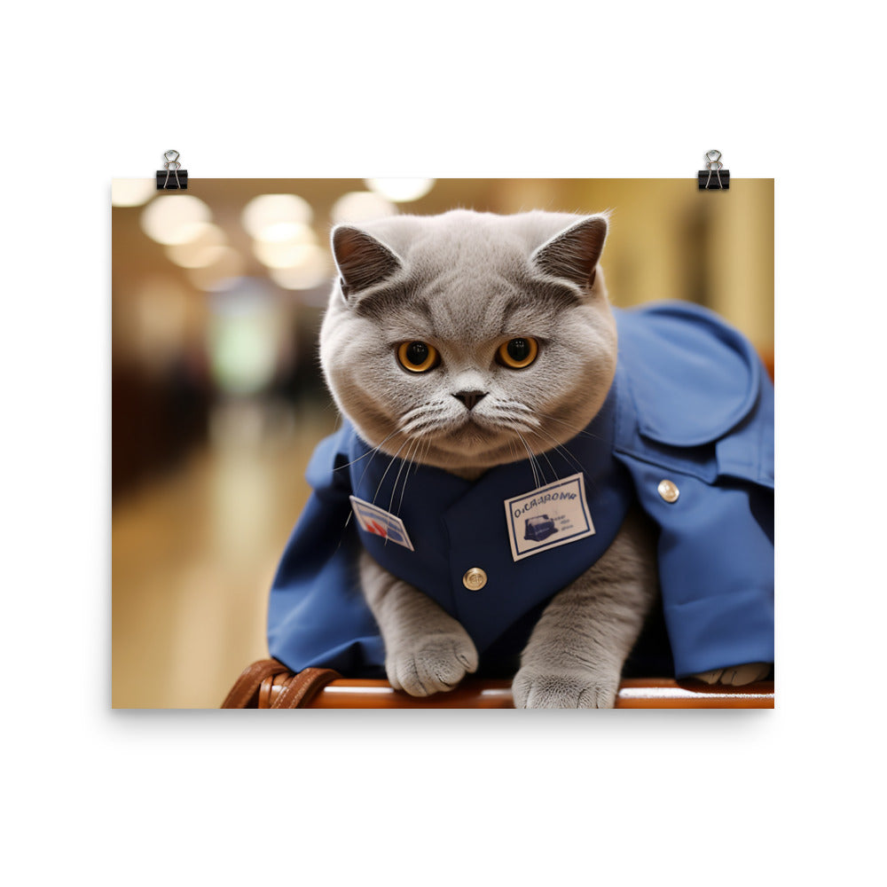 British Shorthair Mail Carrier Photo paper poster - PosterfyAI.com