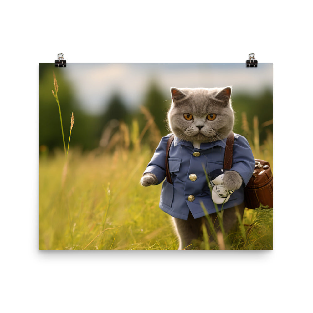 British Shorthair Mail Carrier Photo paper poster - PosterfyAI.com