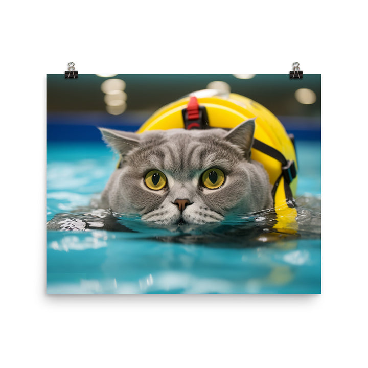 British Shorthair Lifeguard Photo paper poster - PosterfyAI.com