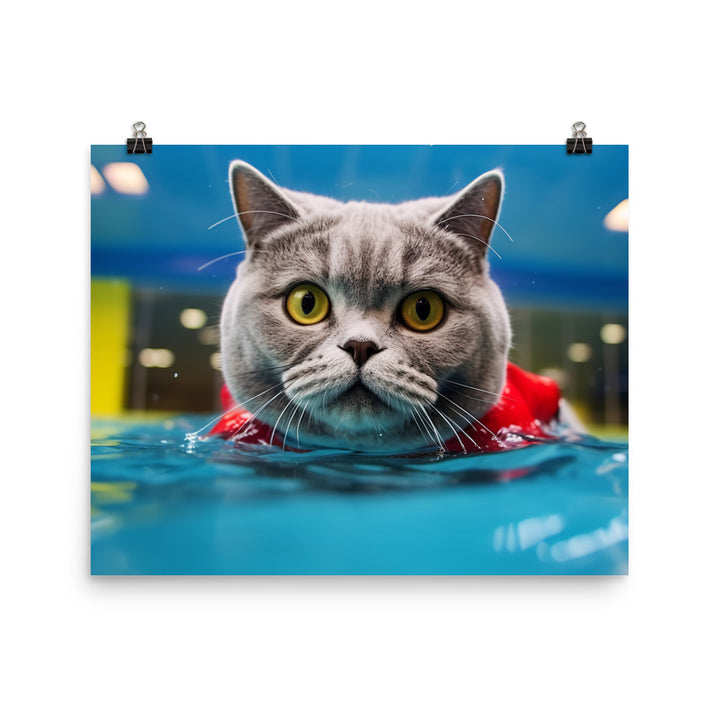 British Shorthair Lifeguard Photo paper poster - PosterfyAI.com