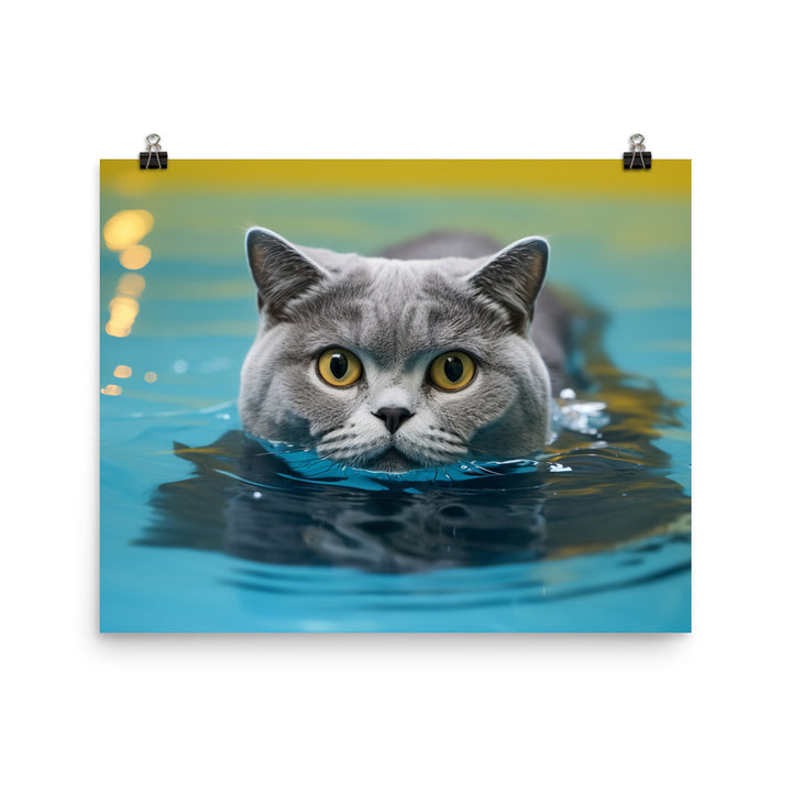 British Shorthair Lifeguard Photo paper poster - PosterfyAI.com