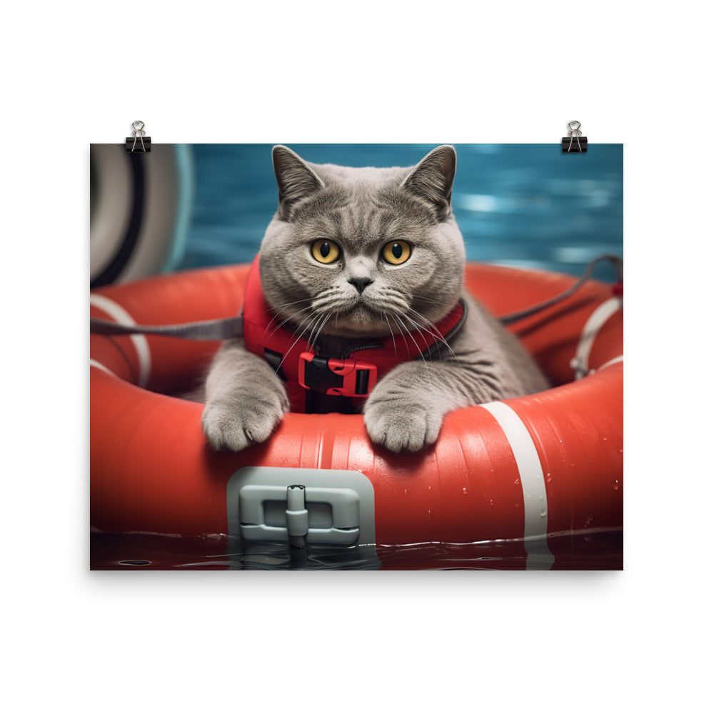 British Shorthair Lifeguard Photo paper poster - PosterfyAI.com