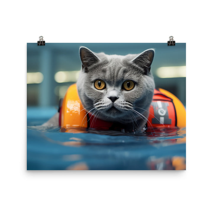 British Shorthair Lifeguard Photo paper poster - PosterfyAI.com