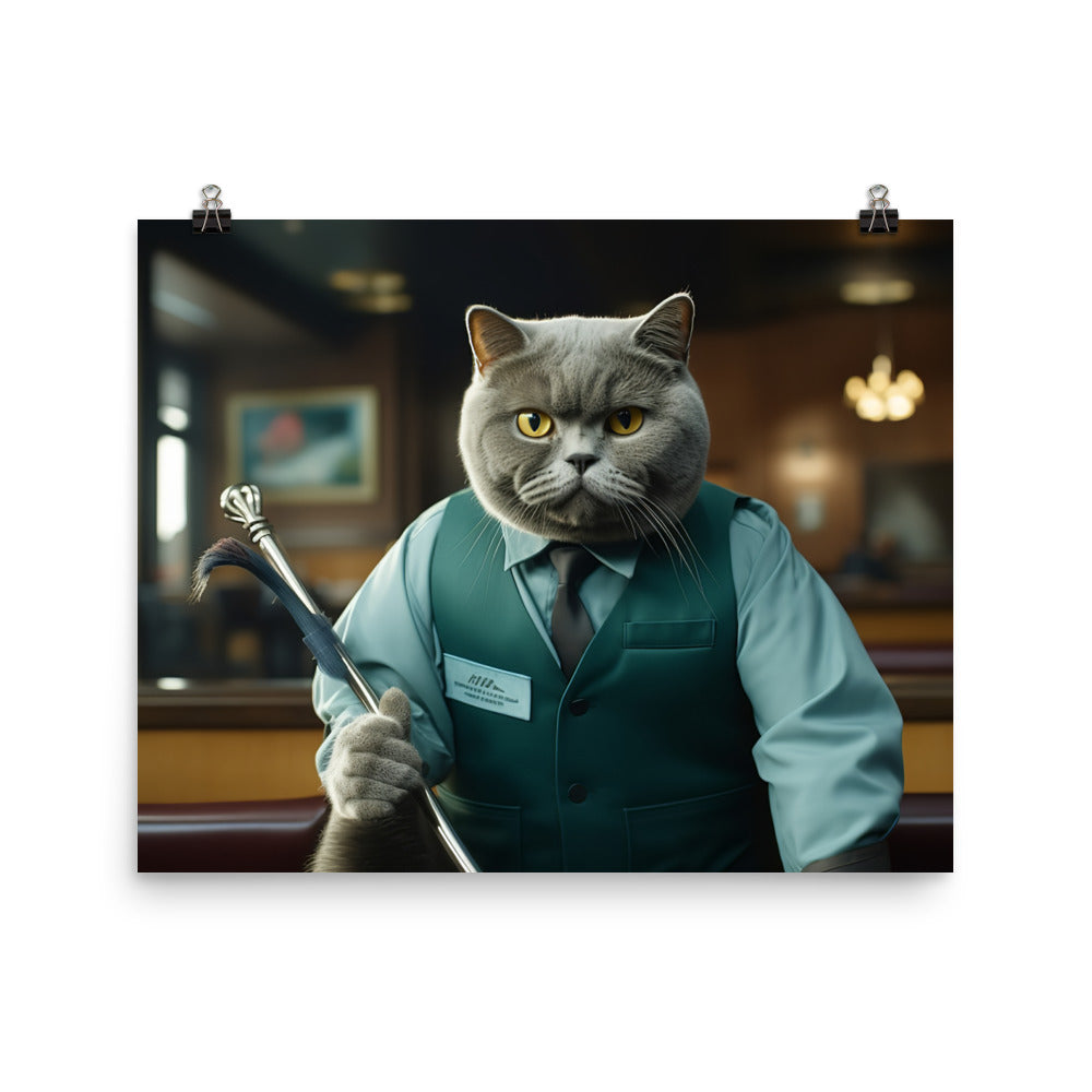 British Shorthair Janitor Photo paper poster - PosterfyAI.com