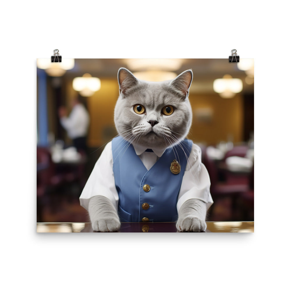 British Shorthair Hotel Staff Photo paper poster - PosterfyAI.com