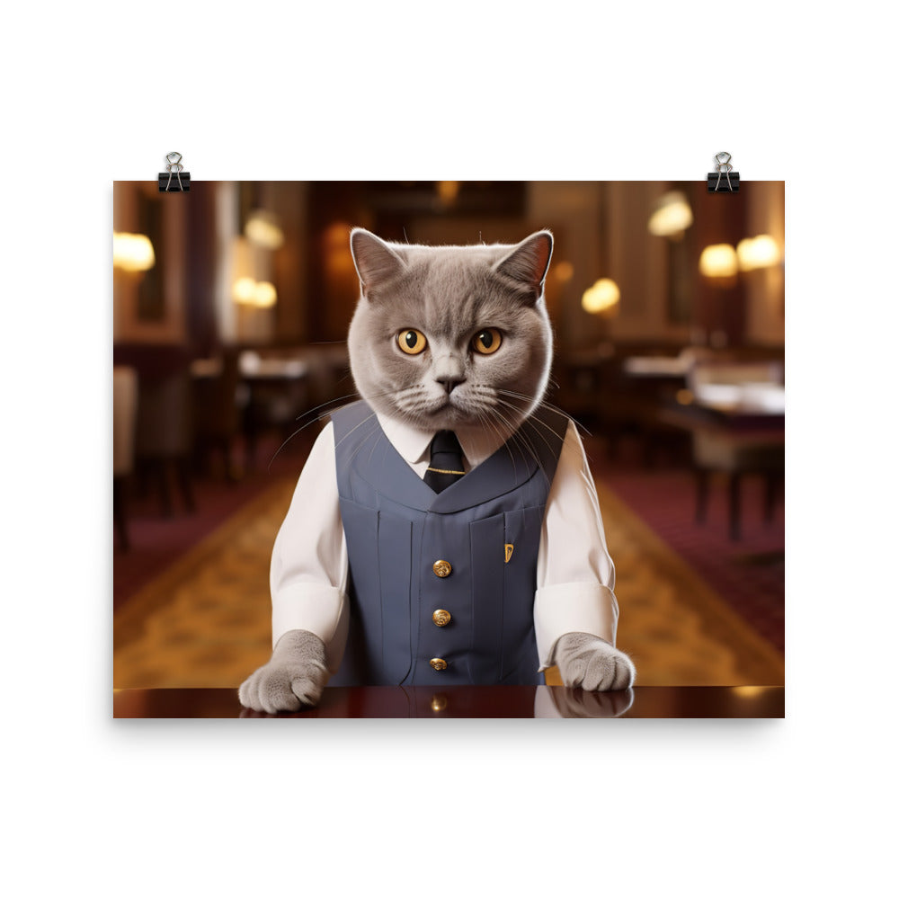 British Shorthair Hotel Staff Photo paper poster - PosterfyAI.com