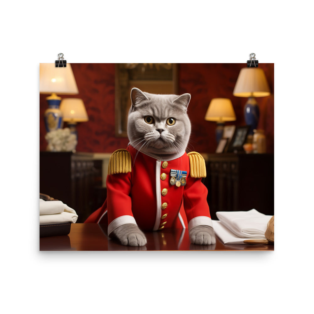 British Shorthair Hotel Staff Photo paper poster - PosterfyAI.com