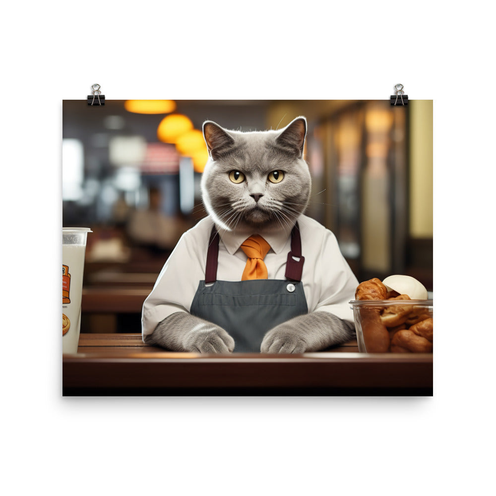 British Shorthair Fast Food Crew Photo paper poster - PosterfyAI.com