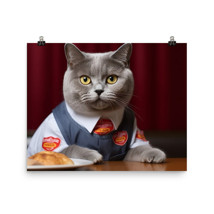 British Shorthair Fast Food Crew Photo paper poster - PosterfyAI.com