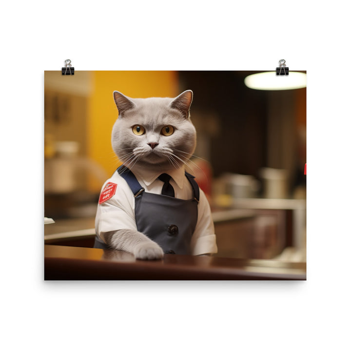 British Shorthair Fast Food Crew Photo paper poster - PosterfyAI.com