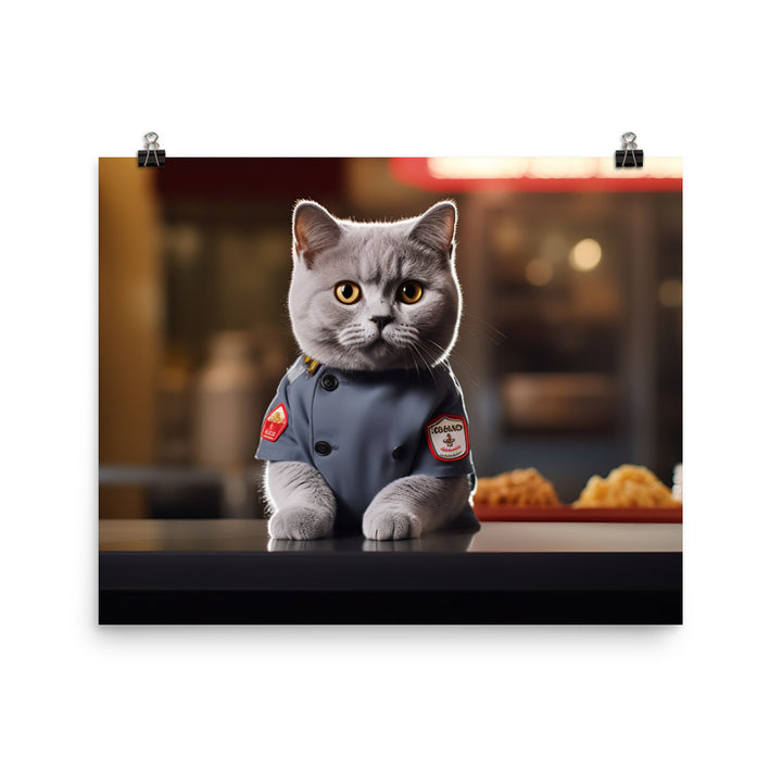 British Shorthair Fast Food Crew Photo paper poster - PosterfyAI.com