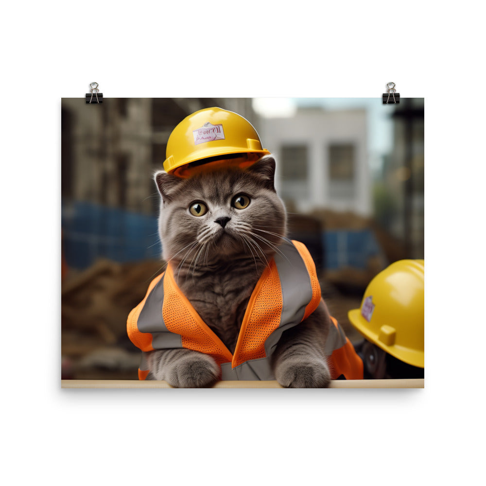 British Shorthair Contractor Photo paper poster - PosterfyAI.com