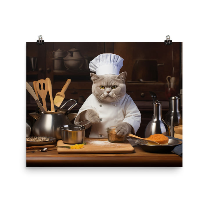 British Shorthair Chef Photo paper poster - PosterfyAI.com