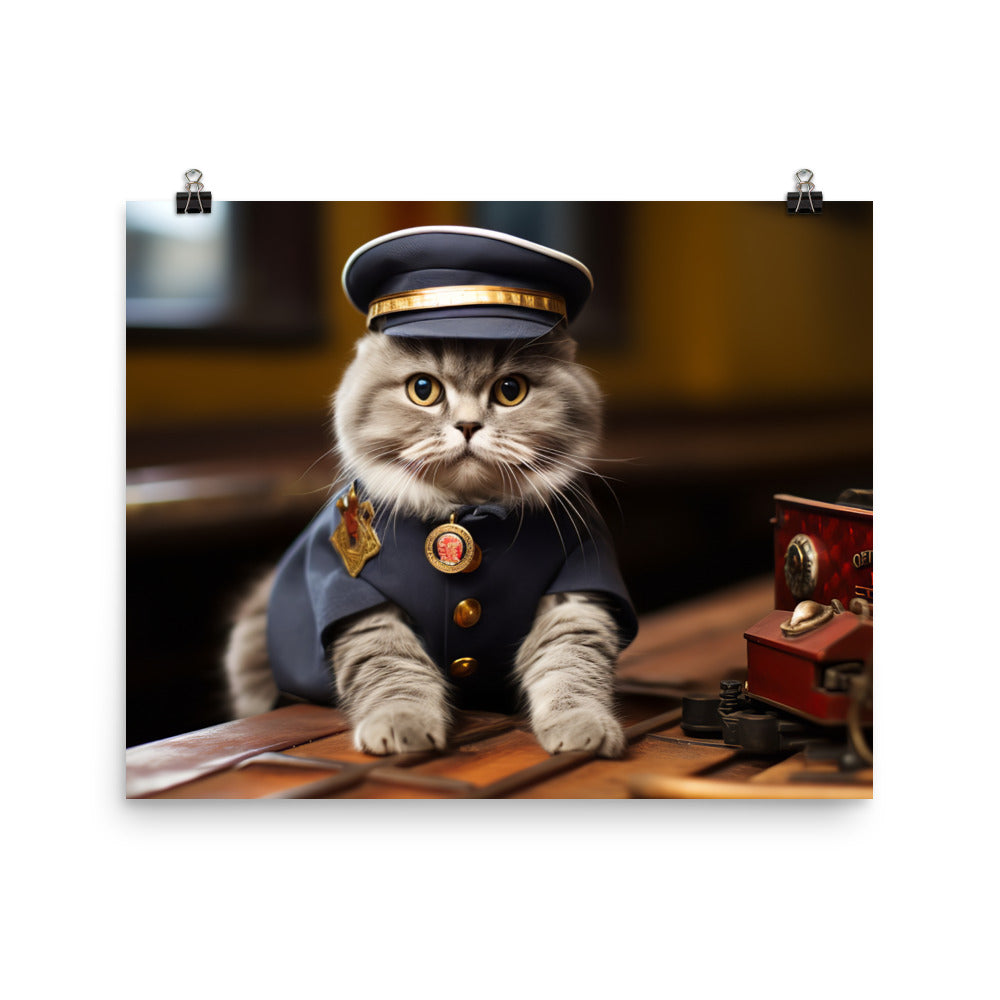 Scottish Fold Transit Operator Photo paper poster - PosterfyAI.com