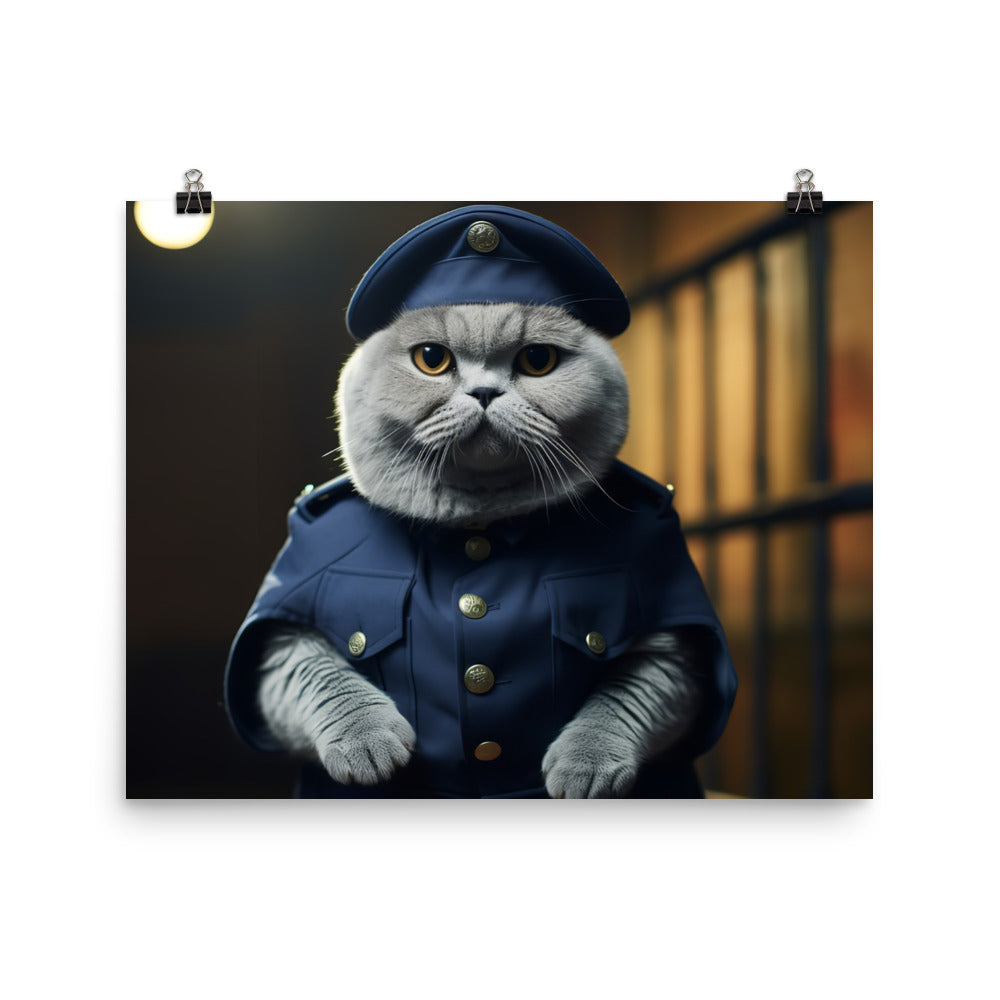 Scottish Fold Prison Officer Photo paper poster - PosterfyAI.com