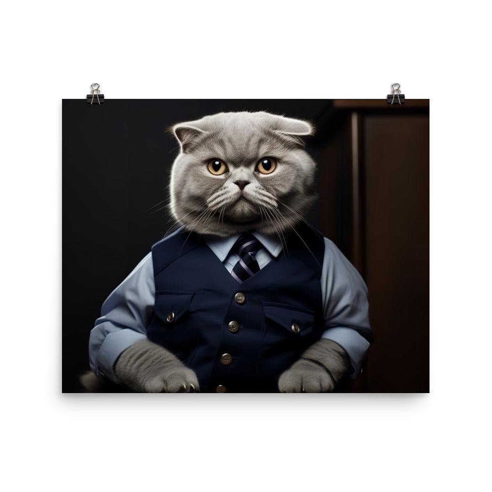 Scottish Fold Prison Officer Photo paper poster - PosterfyAI.com