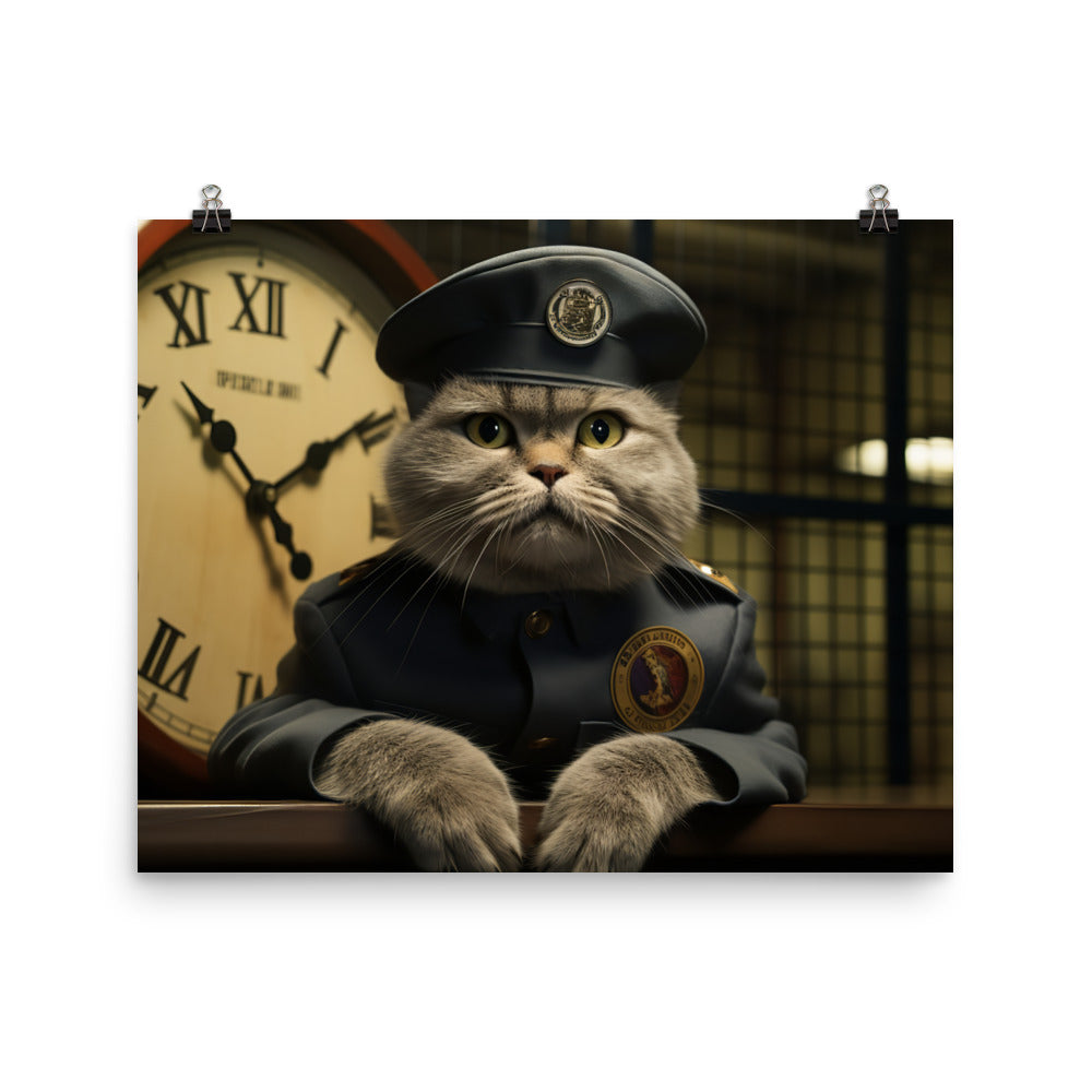 Scottish Fold Prison Officer Photo paper poster - PosterfyAI.com