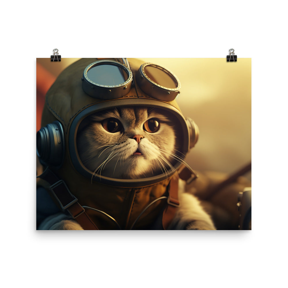 Scottish Fold Pilot Photo paper poster - PosterfyAI.com