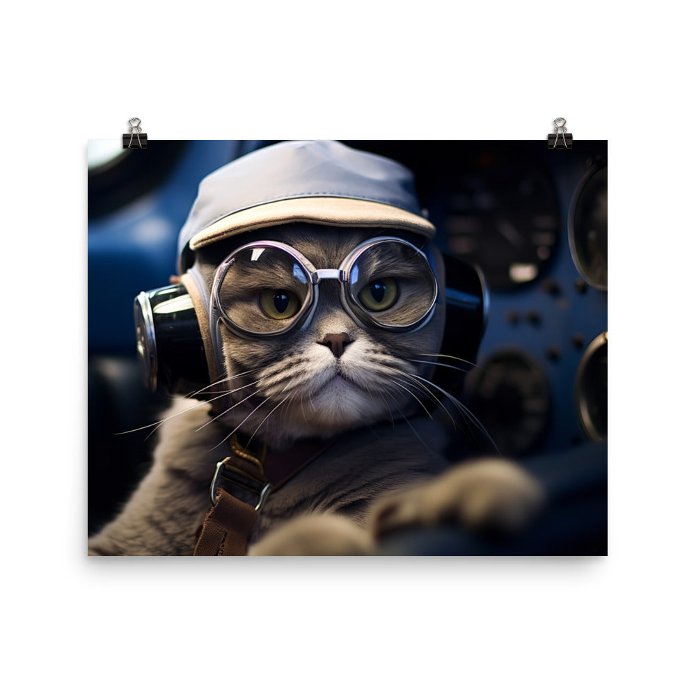 Scottish Fold Pilot Photo paper poster - PosterfyAI.com