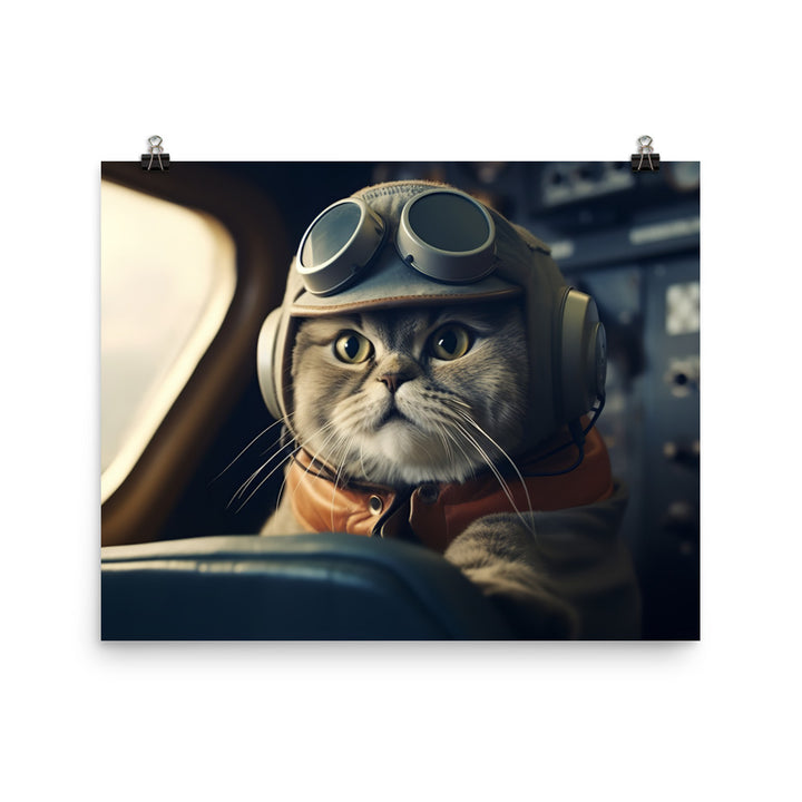 Scottish Fold Pilot Photo paper poster - PosterfyAI.com