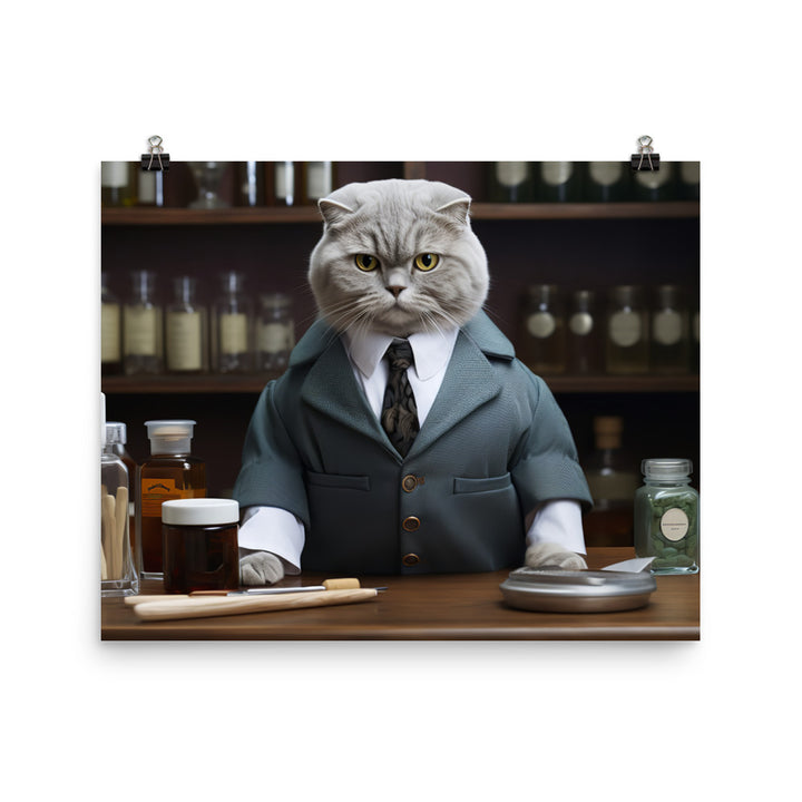 Scottish Fold Pharmacist Photo paper poster - PosterfyAI.com