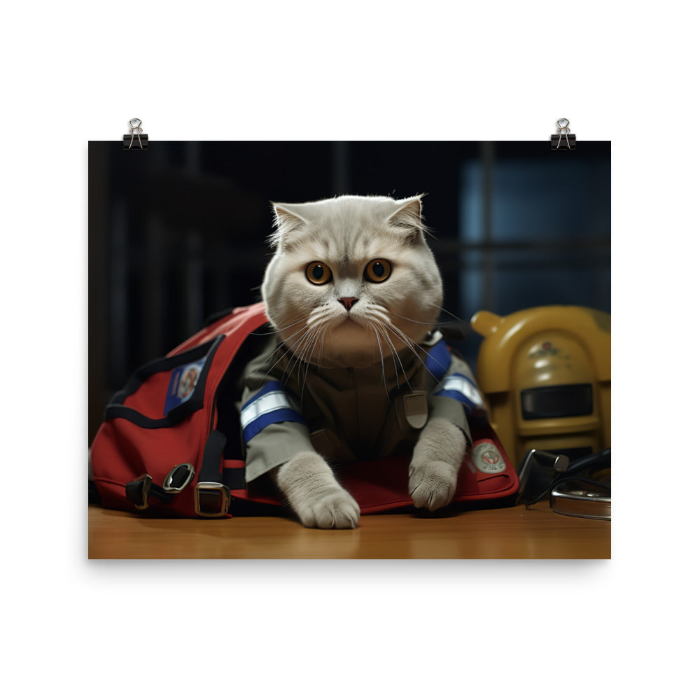 Scottish Fold Paramedic Photo paper poster - PosterfyAI.com