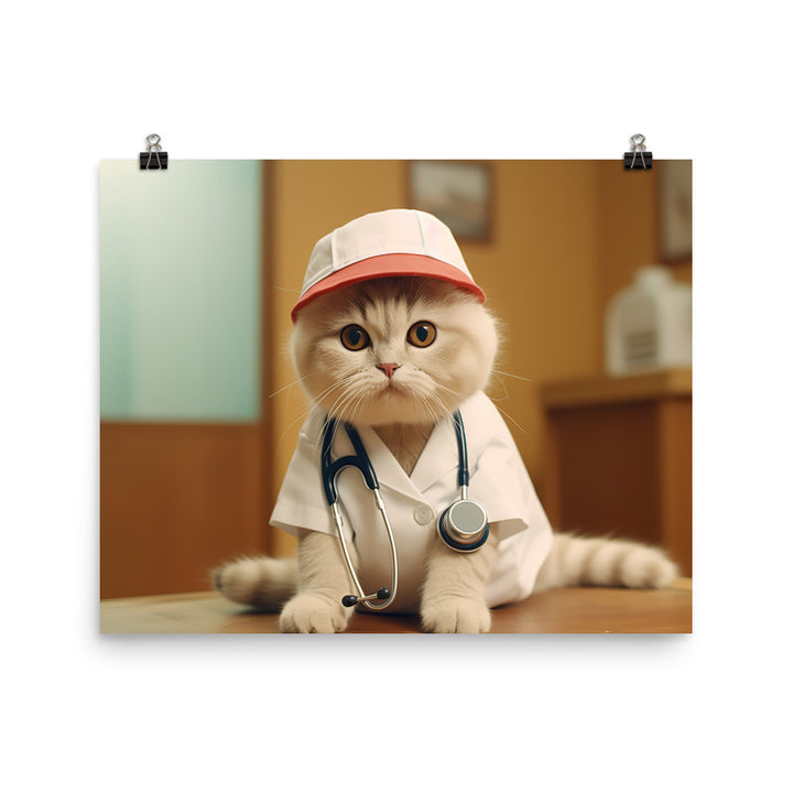 Scottish Fold Nurse Photo paper poster - PosterfyAI.com